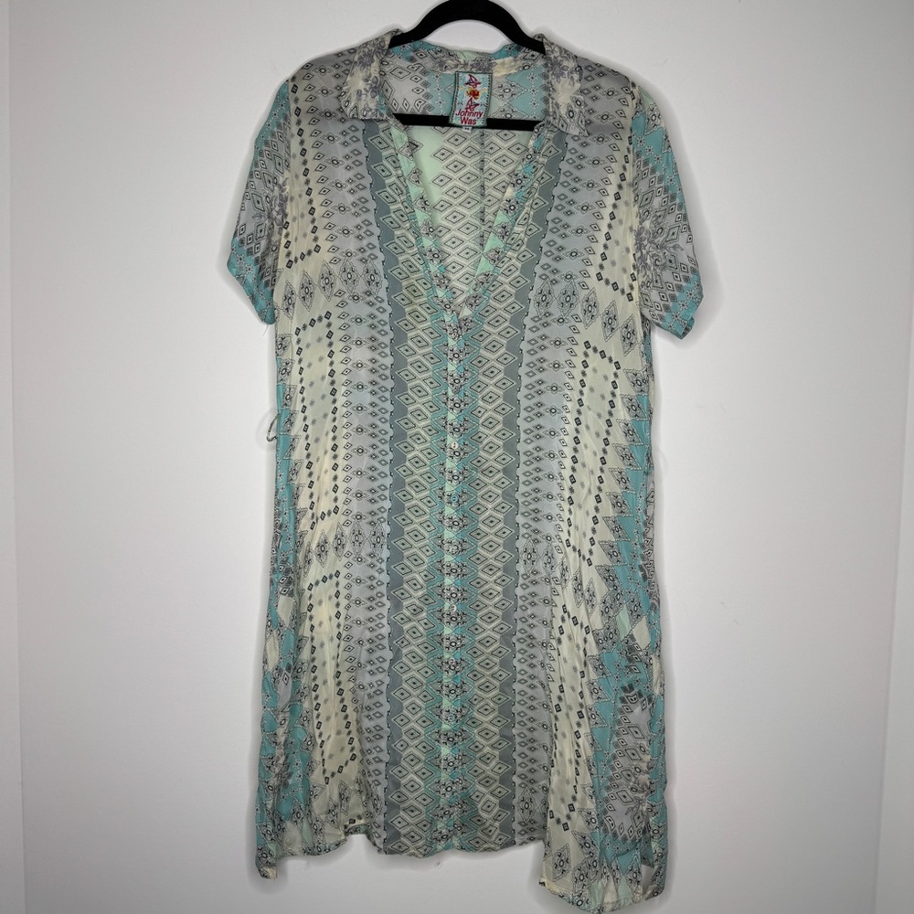 Johnny Was Patterned Rayon Short Sleeve Dress M